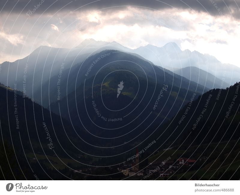 lighting mood Mountain Dolomites Dramatic Dark Horizontal Landscape Massive Nature Force of nature Raincloud Bad weather South Tyrol Low pressure zone Storm