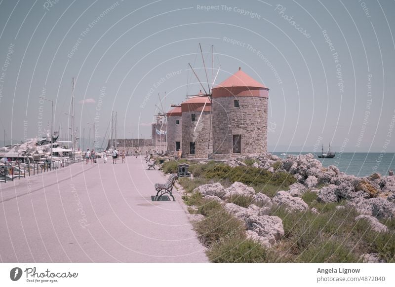 Mills at the port of Rhodes mills Historic Buildings Exterior shot Exceptional Facade Deserted Manmade structures Architecture Tourist Attraction worth seeing