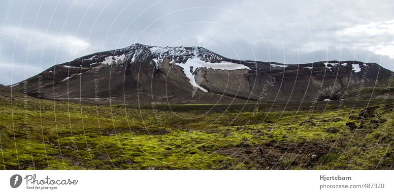 moss Hiking Environment Nature Landscape Plant Sky Clouds Autumn Moss Rock Mountain Snowcapped peak Island Iceland Breathe Freeze To enjoy Esthetic Exceptional