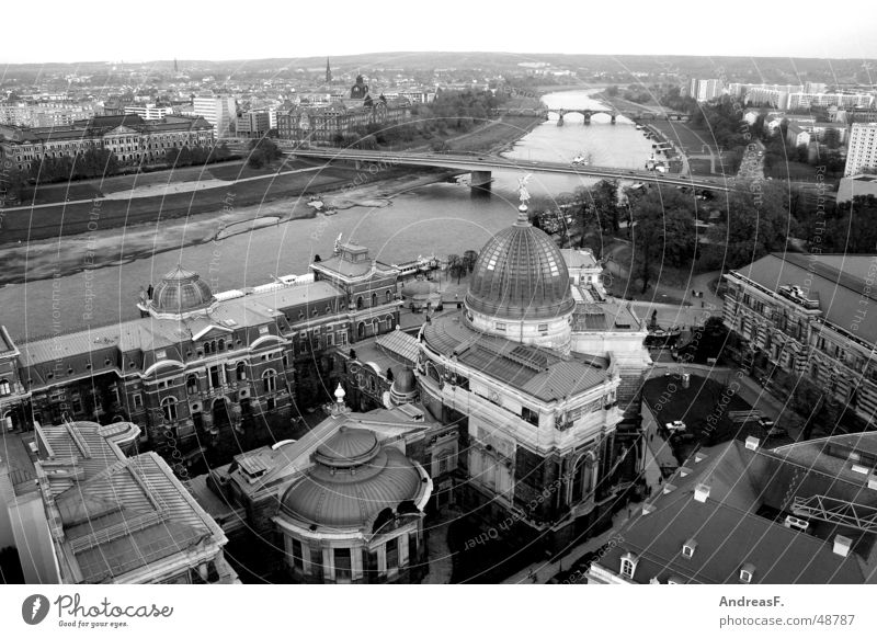 View over Dresden Carola bridge Albertinum Panorama (View) Saxony Vantage point Augustusbrücke Renewal Historic Horizon Town Zwinger Hofkirche Semper Opera