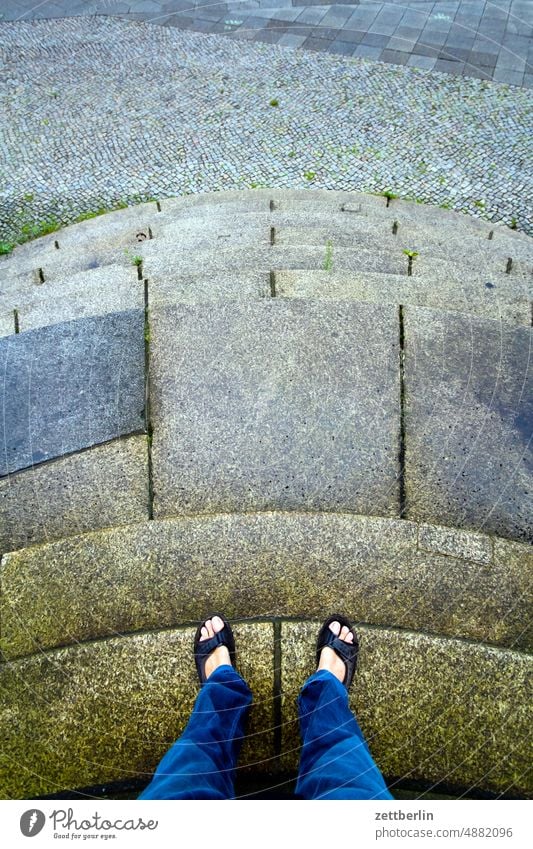 Two feet on a flight of stairs Architecture Building House (Residential Structure) Historic District Court Stairs Stage Steps Granite Downward leg Feet