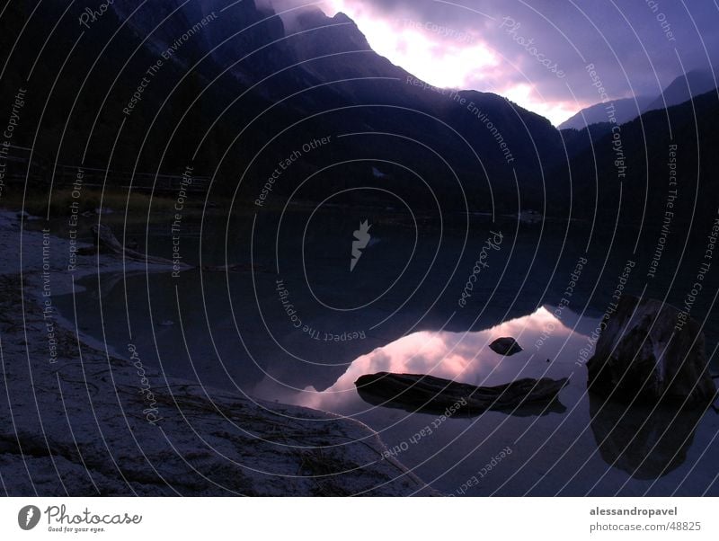 blue morning in the morning at sea Dawn Antholzer Lake Italy Long exposure with nikon d70