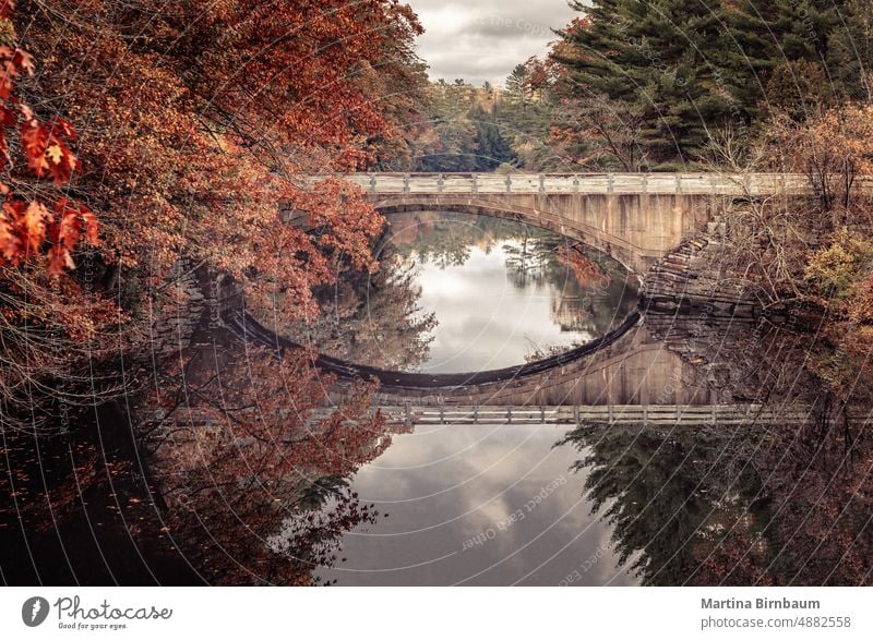 Bridge over the Wesserunsett stream in the Acadia National Park, Maine reflections bridge wesserunsett acadia national park landscape travel river blue foliage