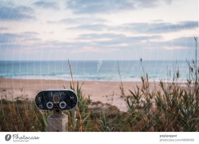 silent observer - telescope telescope on beach Telescope Vantage point Binoculars Vacation & Travel Telescope telescope Day Beach Beach dune Ocean seascape