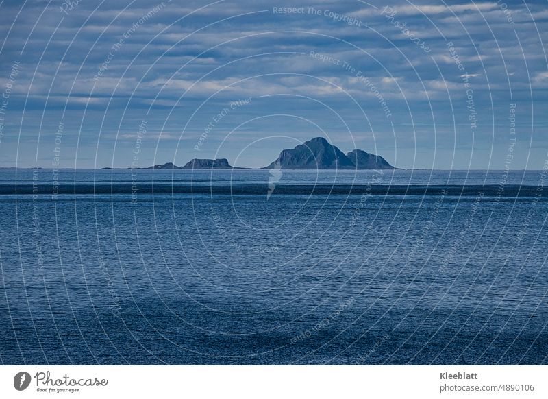 Symphony in blue - view of the sea and mountains of Lofoten Colour blue Ocean Lofotes Vacation & Travel Travel photography Copy Space Arctic Ocean