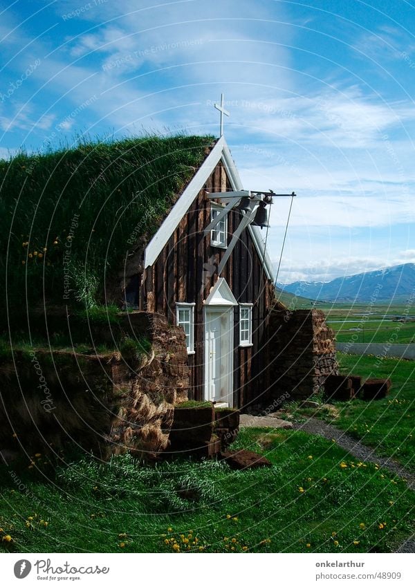 God lives here Iceland Peat Bell Grass Akureyri Driftwood Religion and faith Museum