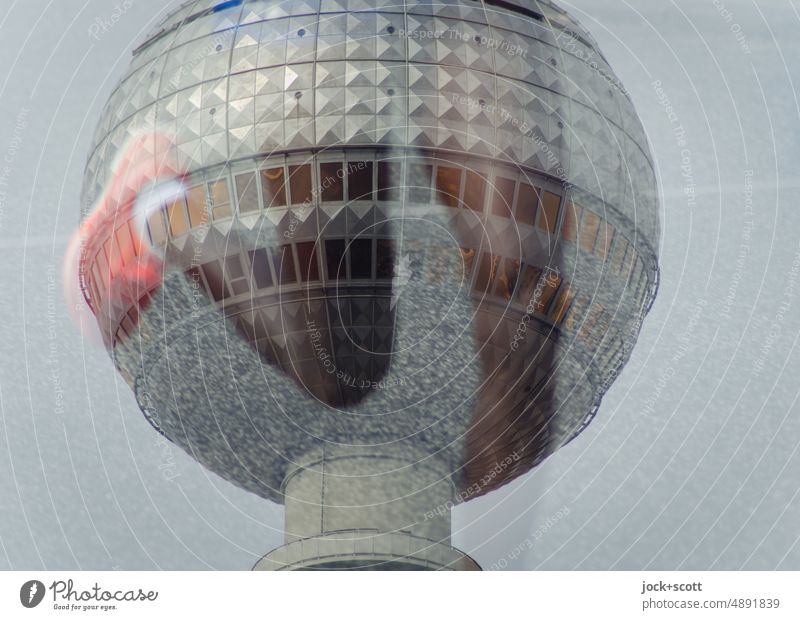 Run marathon in Berlin Marathon Sports Runner Legs Movement Endurance Walking Berlin TV Tower Double exposure Reaction Landmark Experimental Illusion