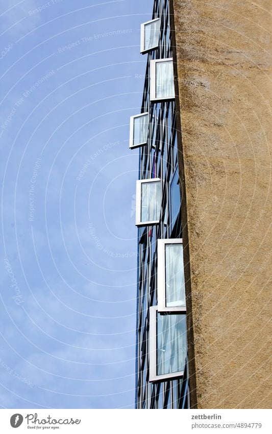 window front Architecture Berlin Office city Germany Facade Window Worm's-eye view Building Capital city House (Residential Structure) Sky High-rise downtown