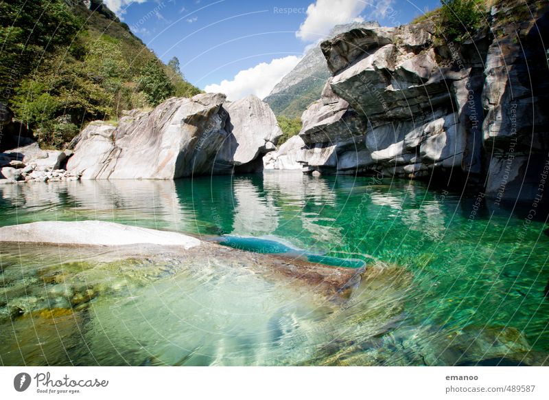 verzasca green Nature Landscape Water Sky Summer Rock Alps Canyon River Tall Cold Green Vacation & Travel Valley Verzasca Valley Granite Switzerland