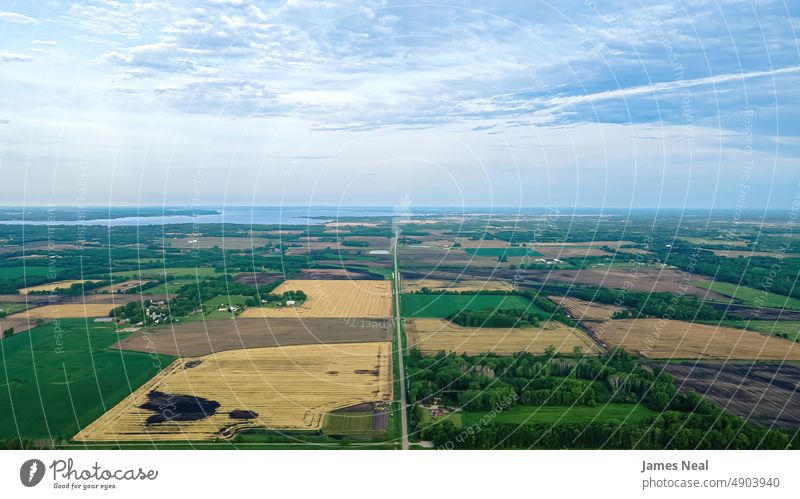 A Rural Midwest USA View from Above horizon spring american nature water land meadow lake background agriculture summer drone road tree growth photography sky