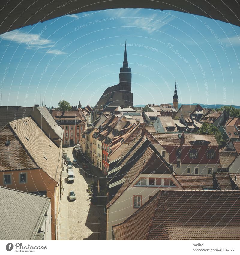 Canopy Vantage point Town outlook houses Roofscape Colour photo rooftop landscape nested Downward Old town Residential area tangle Downtown roofs Populated