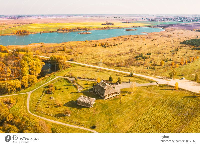 Kosava, Belarus. Memorial Museum-estate Of Tadeusz Kosciuszko. Aerial Bird's-eye View Of Famous Popular Historic Landmark House Of Andrew Thaddeus Bonaventure Kosciuszko