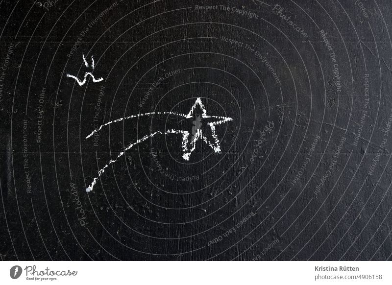 falling star Meteor Blackboard Wall (building) Stars Christmas star Sign symbol Smiley Chalk Painted Advent Christmassy Sky Night sky at night Perseids Geminids