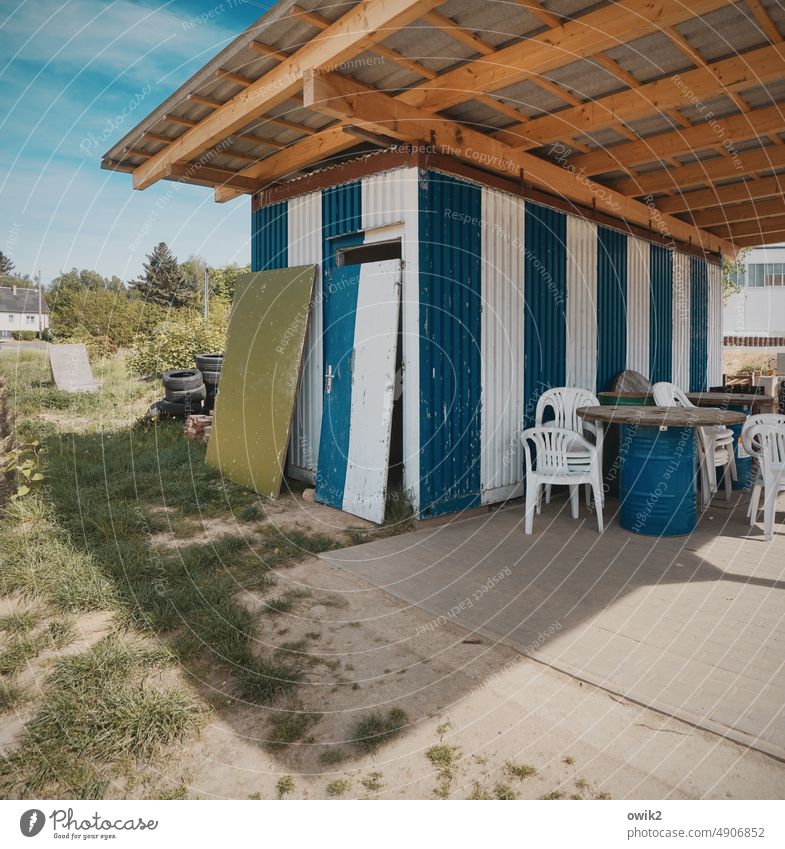 Broadband expansion Shed Tin Corrugated sheet iron Corrugated iron wall Hut Corrugated-iron hut Simple Rustic dilapidated Old Deserted Exterior shot