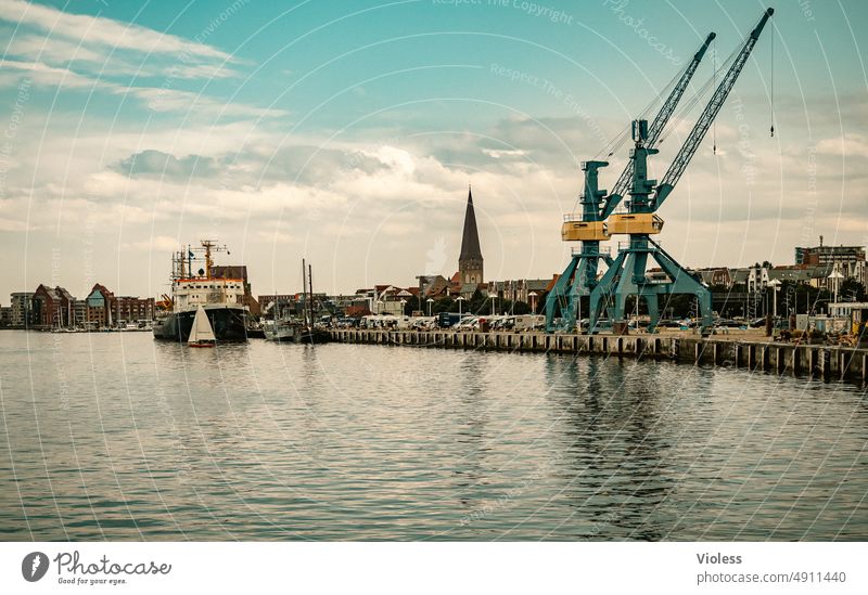 Port Rostock Harbour Hanseatic City Rostock Port Baltic Sea Lower Warnow wharf quay wall crane Mecklenburg-Western Pomerania Water