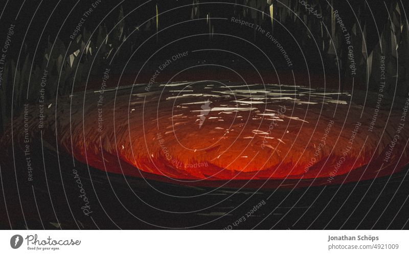 3D rendering threatening abyss Lava downward spiral Grid Three-dimensional Design Fear Modern shape Abstract Technology Illustration geometric concept Hell