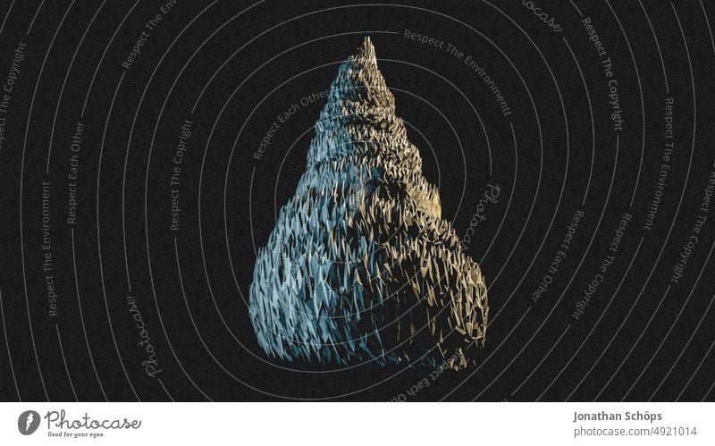 3D rendering of abstract geometric landscape mountain Island 3D landscape mountains Landscape Three-dimensional Design Modern shape Spiral background Abstract