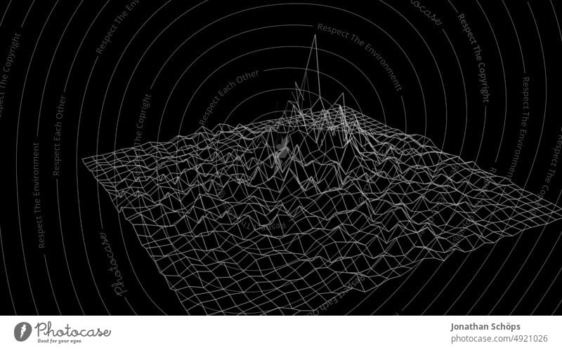 3d rendering grid landscape outlines raster Mesh grid Grid 3D Lines and shapes 3D rendering Three-dimensional Design Modern Abstract Technology Illustration