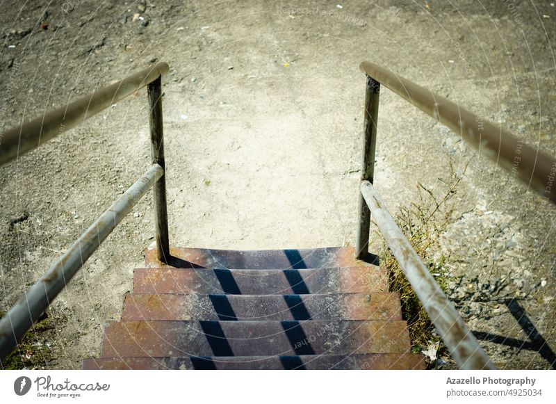 Old rusty staircase abstract aged architecture background brick bright building cement conceptual concrete construction design detail details dirty down gray