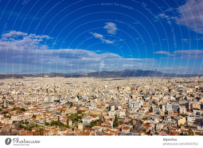 Big City Athens Town Greece Capital city Exterior shot Greek Colour photo Europe Vacation & Travel Panorama (View) Sky Building Landmark Tourism Architecture