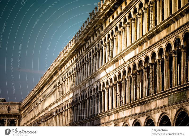 Exceptional quite old historical architecture in St. Mark's Square in Venice. architectural detail Exterior shot Facade Deserted Town Wall (building)