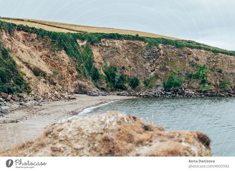 Rocky coastline of Cornwall, UK cornwall cloudy rainy sea Par Beach ocean Gribbin Head summer vacation landscape beach holiday view outdoor coastal travel sky