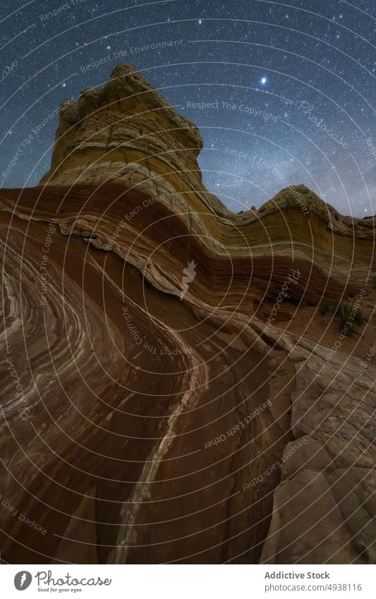 Rough rock formations against night sky starry rough mountain nature scenery landmark arizona usa united states america white pocket stone scenic dusk terrain