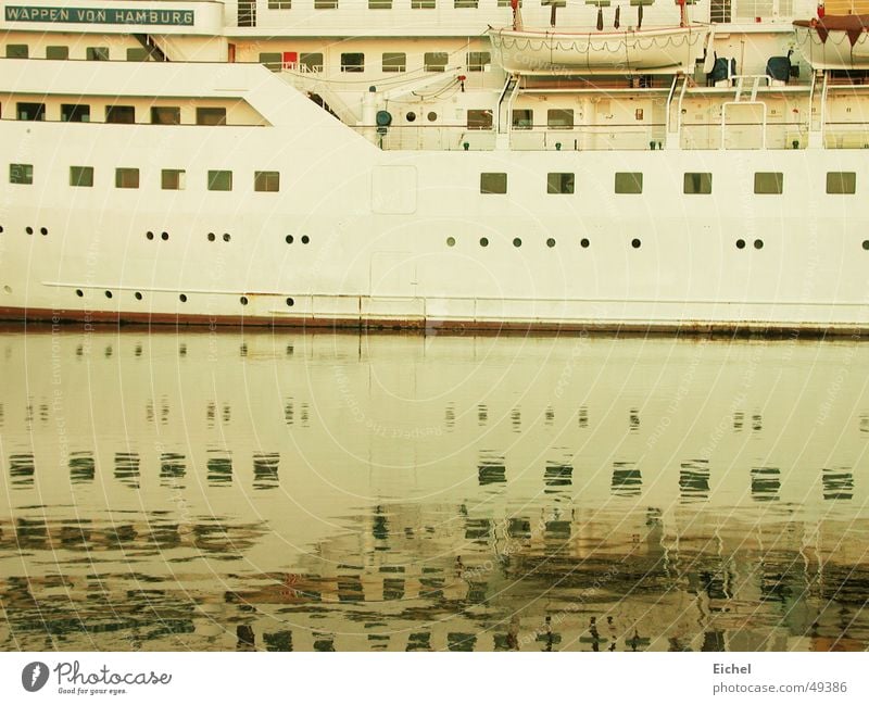 mirror ship Watercraft Reflection Bremerhaven Ocean Cruise Innocent Pensive Harbour North Sea Vacation & Travel Calm