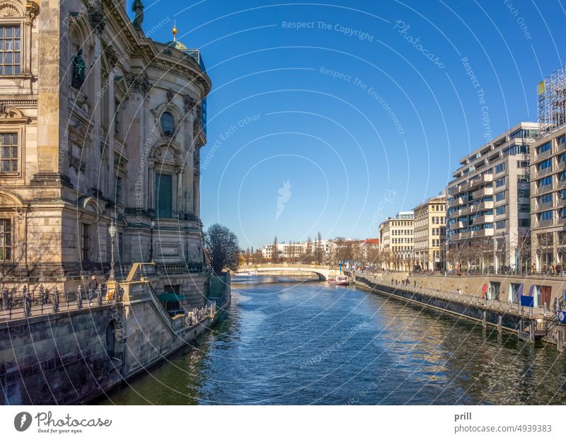 Berlin in Germany architecture building urban city germany spree promenade water river sunny waterside riverside riparian bridge