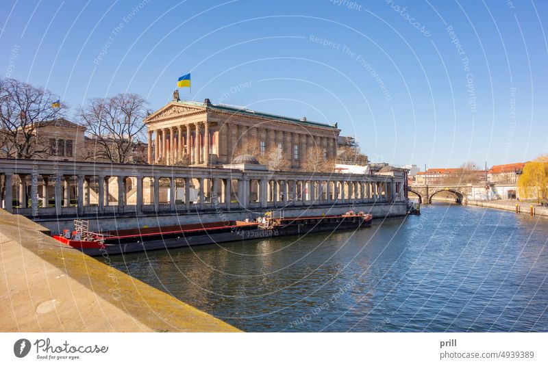 Berlin in Germany architecture building urban city germany spree colonnade column water river sunny ship bridge old historic