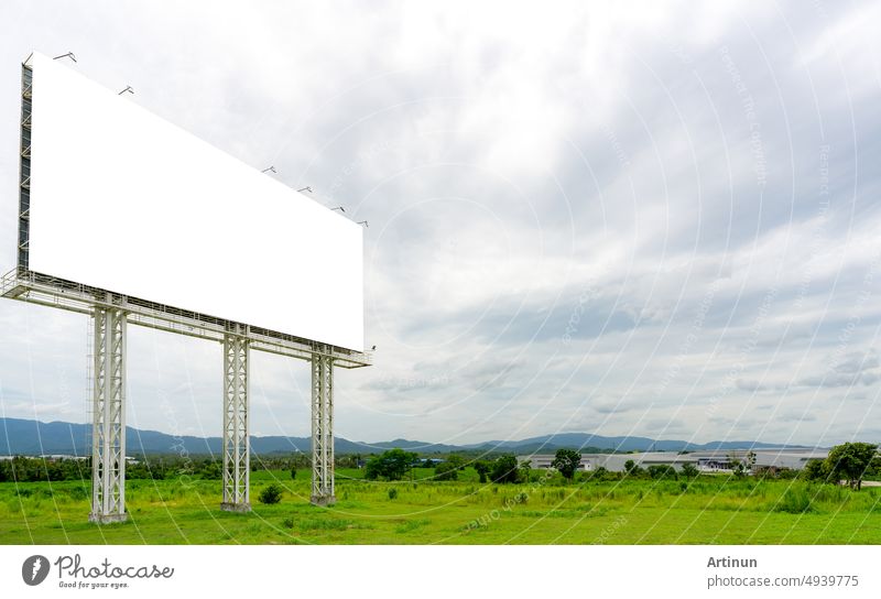 Blank advertising billboard. Outdoor billboard. Outdoor media marketing business. Mockup Large white blank billboard. Blank promotion poster displayed on a billboard. Marketing promotion annoucement.