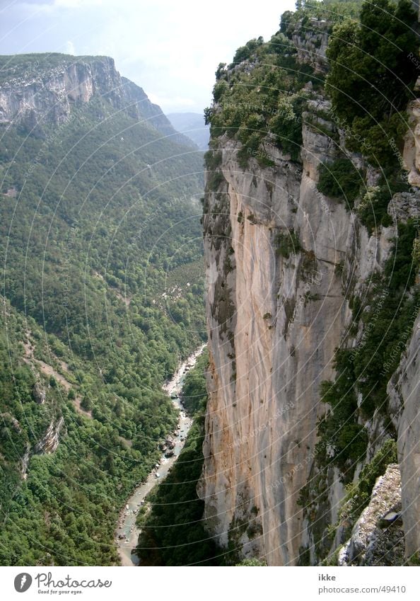 Verdun Canyon Slope Steep face Deep Provence France Ledge Brook Mountain stream Sandstone Wall (building) River Climbing Ground Landscape Rock Kreidefelsen