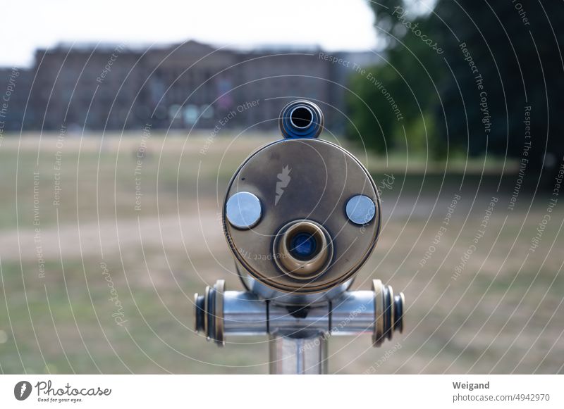 Telescope at the Wilhelmshöhe in Kassel telescope farsightedness Tourism Binoculars Vantage point Perspective Trip Summer