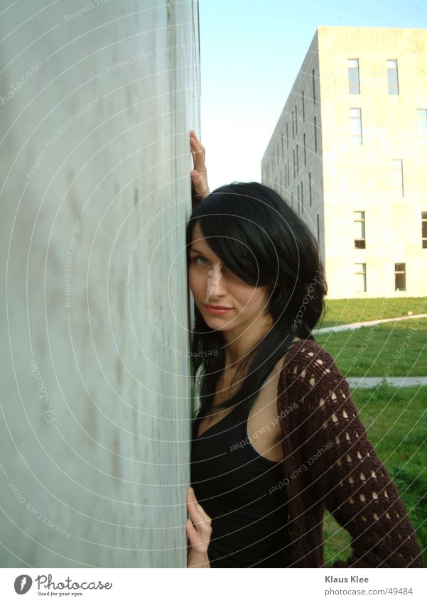 kiako Wall (building) Hand Lean House (Residential Structure) Window Dusk Woman Beautiful Concrete Building Green Grass Lanes & trails Exterior shot