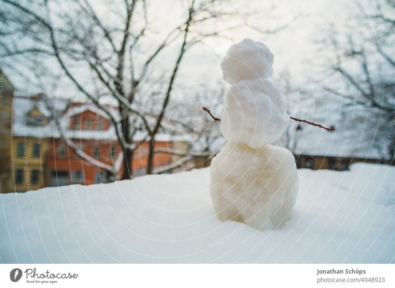 small snowman in Erfurt little snowman Snowman Winter Exterior shot Seasons Playing Joy Infancy Frost Cold White Happy Christmas Public Holiday Happiness Frozen