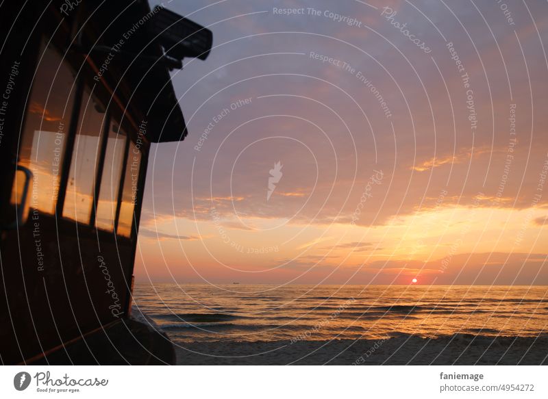 Sunshine through the boat window Fishing boat Heringsdorf Sunrise sunny Usedom Baltic Sea Beach coast Vacation & Travel Exterior shot Tourism Sky Clouds Island