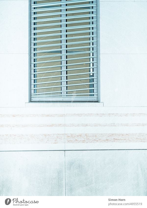 Window with slanted blind slanting obliquely House blessing slats Venetian blinds Broken Flash photo Roller blind Structures and shapes Stripe Screening Closed