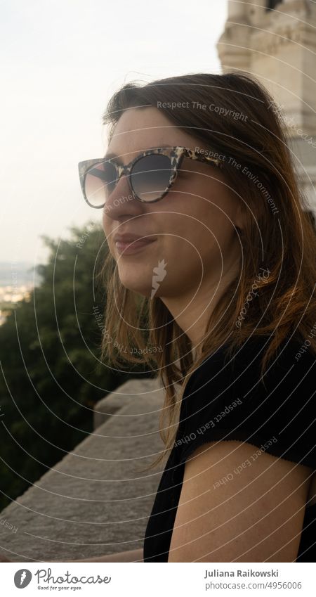 young woman with sunglasses enjoys the view Woman Young woman portrait Feminine Adults Youth (Young adults) Human being 1 18 - 30 years Colour photo Day