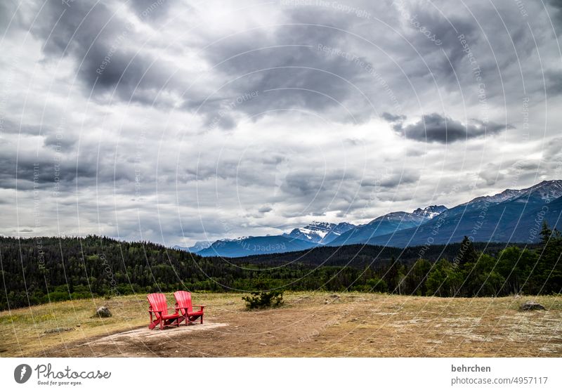 space for two Jasper national park Clouds Freedom Mountain Forest Canada Hiking Adventure Landscape North America Colour photo Rocky Mountains Vacation & Travel