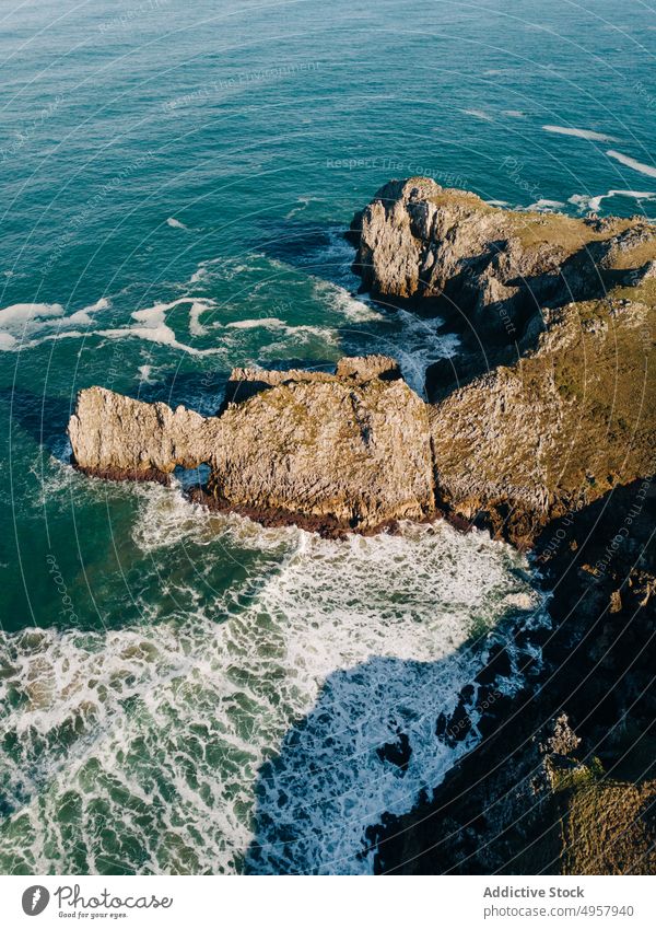 Spectacular views of the Prellezco beach in Cantabria, Spain rock sea landscape cliff nature summer mountain travel water outdoor beautiful stone island