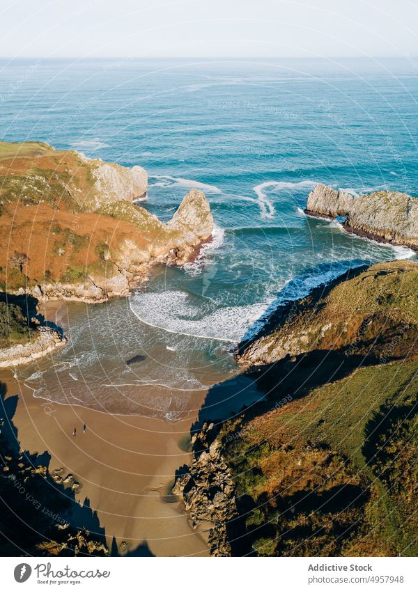 Spectacular views of the Prellezco beach in Cantabria, Spain rock sea landscape cliff nature summer mountain travel water outdoor beautiful stone island