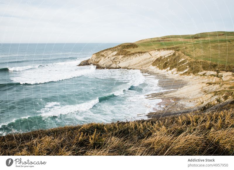 Spectacular views of the Hermitage of Santa Justa, Cantabria, Spain rock sea landscape cliff nature summer mountain travel water outdoor beautiful stone island