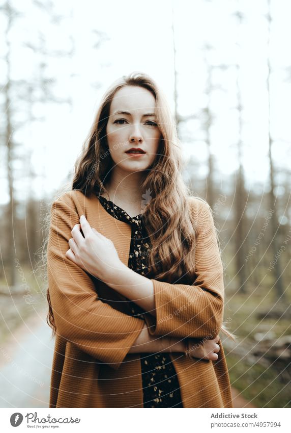 Young hipster woman in the countryside girl nature young person lifestyle summer model beauty hair outdoors casual fashion background caucasian natural face