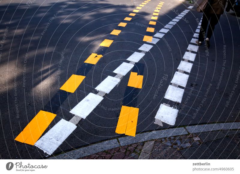 Bicycle paths Turn off Asphalt Corner Lane markings Driving Cycle path holidays locomotion Direct Main street edge Curve Line Left navi Navigation Orientation