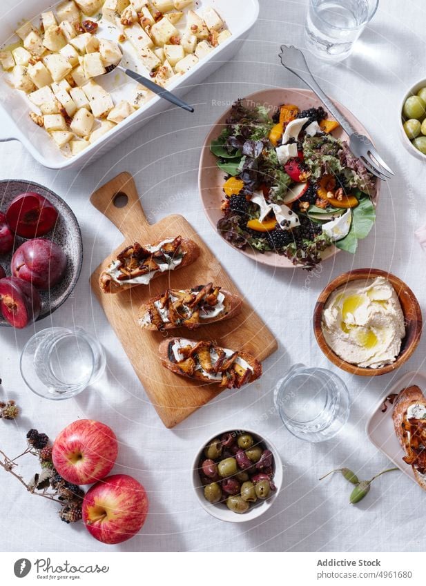 Festive vegetarian dinner traditional thanksgiving seasonal delicious holiday event table home celebrate food happy homemade fall meal garnished background