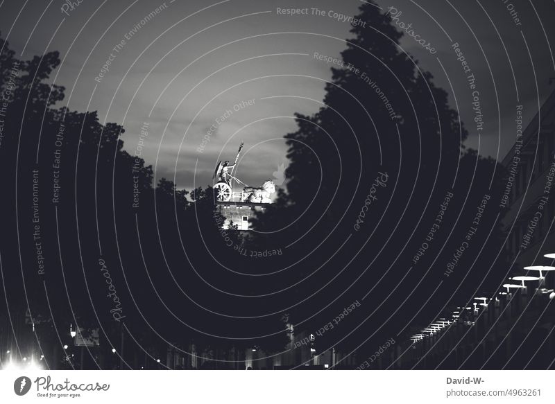 Brandenburg Gate in Berlin at night Night Dark Far-off places Capital city Germany somber Historic Monument