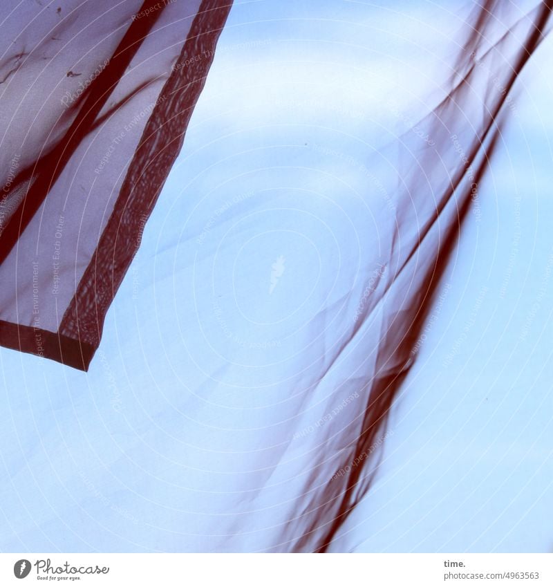 veiled | sky with wrinkles Cloth Rag Drape obscured Sky Wrinkles Stitching transparent overlap textile Protection Window Folds Hang Shadow Screening