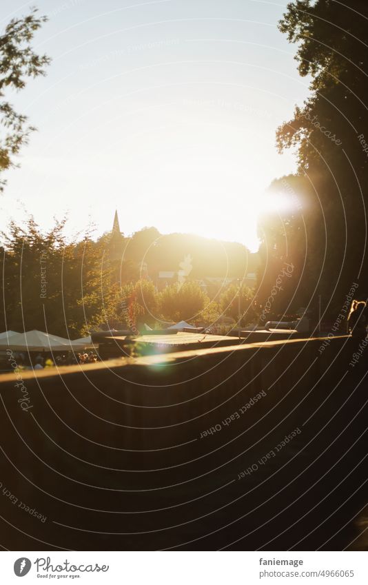 Last day of beer garden Beer garden Summer sunshine Evening sun golden hour Saarbrücken Firm folk festival Wall (barrier) Visual spectacle Back-light Warmth