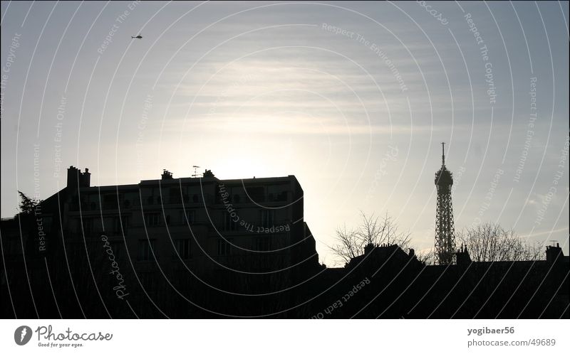 Helicopter over Paris Eiffel Tower