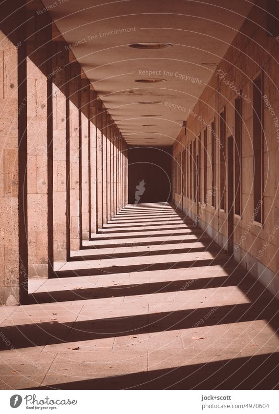 Light and shadow in the passage to another time Architecture Structures and shapes Historic Long Sunlight Symmetry Silhouette Airport Berlin-Tempelhof Abstract